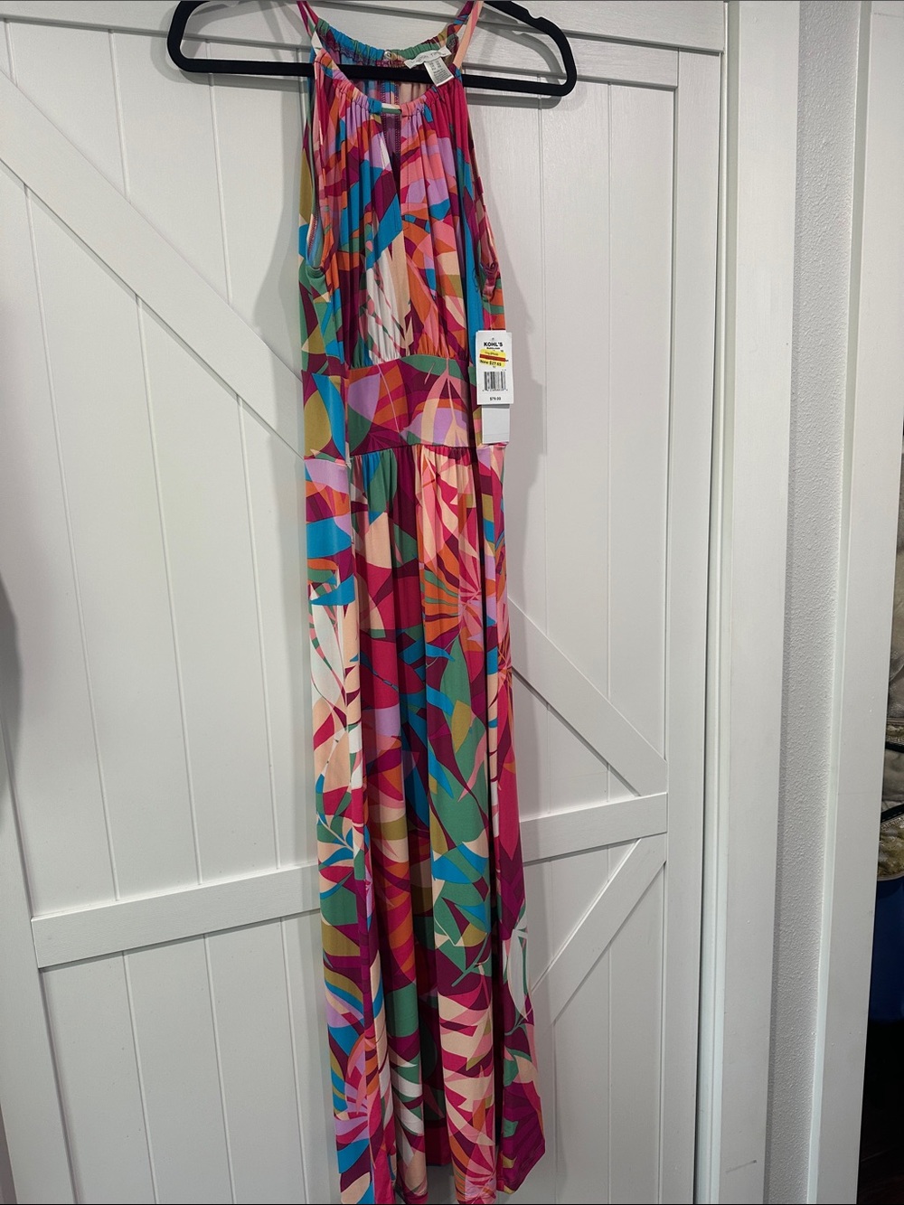 London Times Pink Teal Purple Multi-Print Sundress